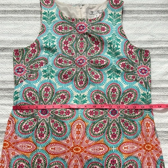 London Style Womens Printed Dress Mini Sleeveless Back Zipper Cotton Blue Pink - Picture 9 of 9